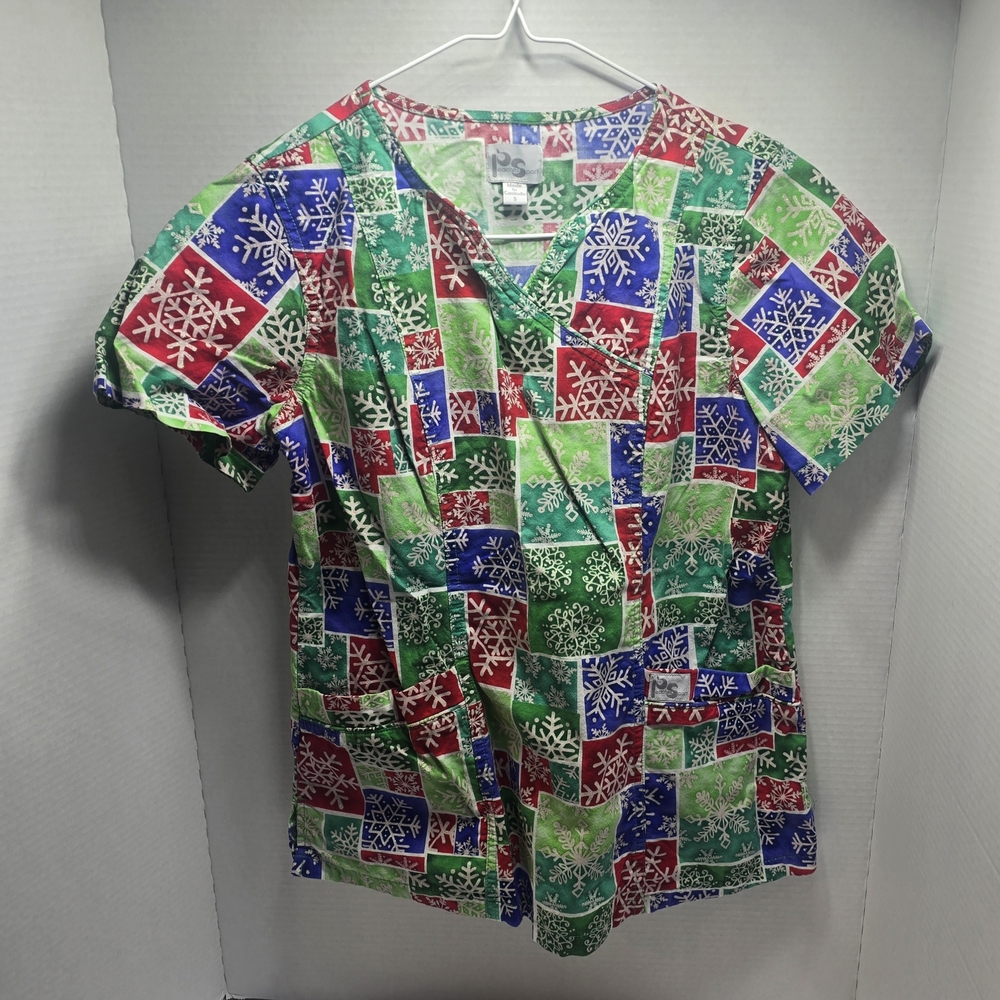 Colorful Snowflake Women's Scrub Top